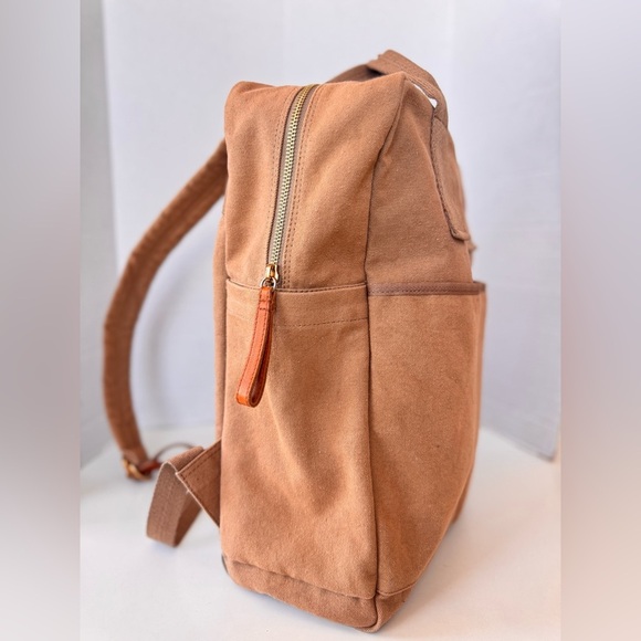 Margot New York Brown Tan Canvas Backpack *Flaws main image 7